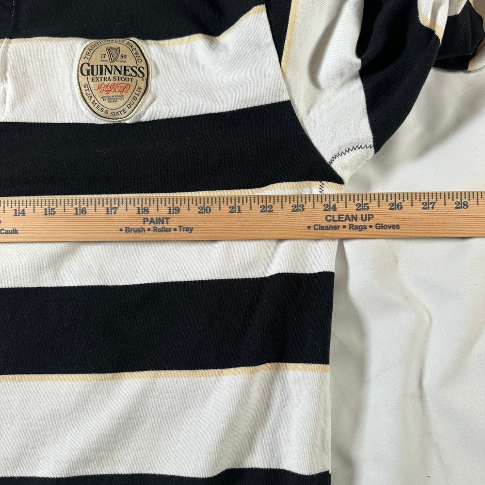Guinness Official Merchandise Mens Rugby Shirt 3XL Black White Striped 59 Patch - Picture 6 of 9